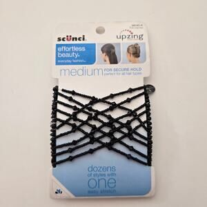 SCUNCI Effortless UPZING Beaded Medium Double Combs Slide Stretch Zing Black